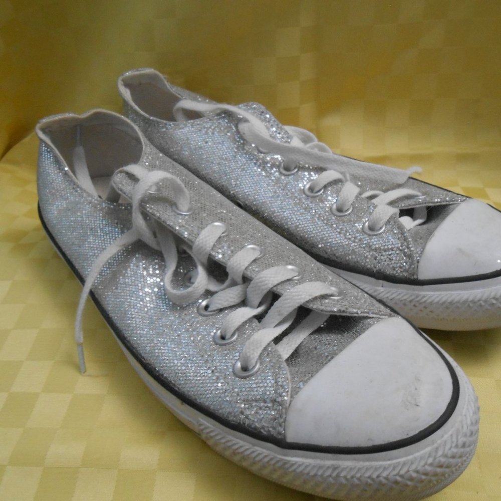 Silver Sparkly Converse low-tops